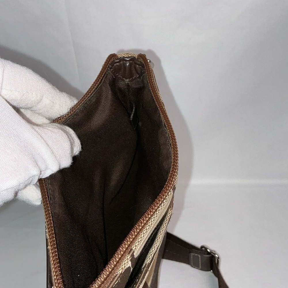 Coach Signature Swingpack Crossbody Bag Brown Khaki Canvas - Picture 9 of 15
